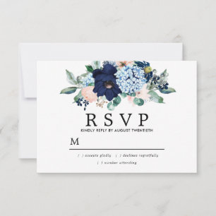 Carte de réponse de mariage florale rose bleue rus
