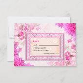Carte de réponse de mariage florale rose fuchsia v (Devant)
