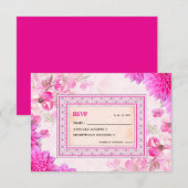 Carte de réponse de mariage florale rose fuchsia v (Devant / Derrière)