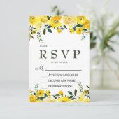 Carte de réponse de mariage florale rose jaune élé (Debout devant)