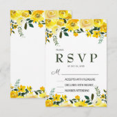 Carte de réponse de mariage florale rose jaune élé (Devant / Derrière)