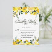 Carte de réponse de mariage florale rose jaune élé (Debout devant)