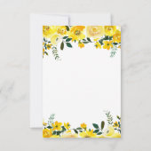 Carte de réponse de mariage florale rose jaune élé (Dos)
