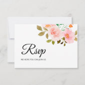 Carte de réponse de mariage florale Rose Pêche (Dos)