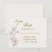 Carte de réponse de mariage florale rose tendre él (Devant / Derrière)