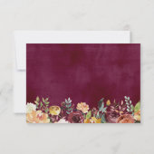 Carte de réponse de mariage florale rustique en bo (Dos)
