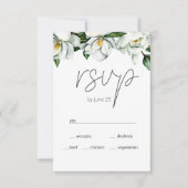 Carte de réponse de mariage florale rustique Magno (Devant)