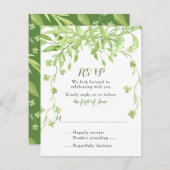 Carte de réponse de mariage florale Trèfle de verd (Devant / Derrière)