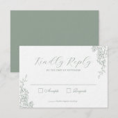Carte de réponse de mariage florale vert sauge sim (Devant / Derrière)