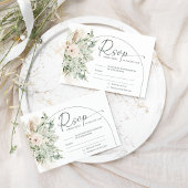 Carte de réponse de mariage florale verte botaniqu