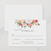 Carte de réponse de mariage florale Vintage Garden (Devant / Derrière)