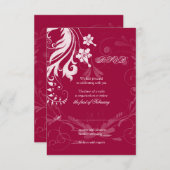 Carte de réponse de mariage florale vintage rouge  (Devant / Derrière)