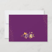 Carte de réponse de mariage florale violet prune (Dos)