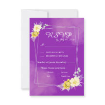 Carte de réponse de mariage florale violette