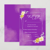Carte de réponse de mariage florale violette (Devant / Derrière)
