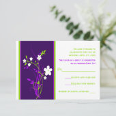 Carte de réponse de mariage florale violette, citr (Debout devant)