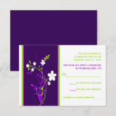 Carte de réponse de mariage florale violette, citr (Devant / Derrière)