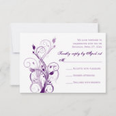 Carte de réponse de mariage florale violette, lila (Dos)