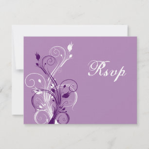 Carte de réponse de mariage florale violette, lila