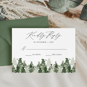 Carte de réponse de mariage Forêt de Pins Rustique