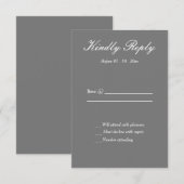 Carte de réponse de mariage formelle grise et blan (Devant / Derrière)