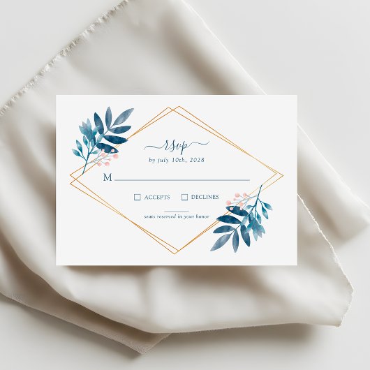 Carte de réponse de mariage Geometric Dusty Blue G