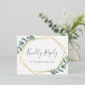 Carte de réponse de mariage géométrique à l'eucaly (Debout devant)