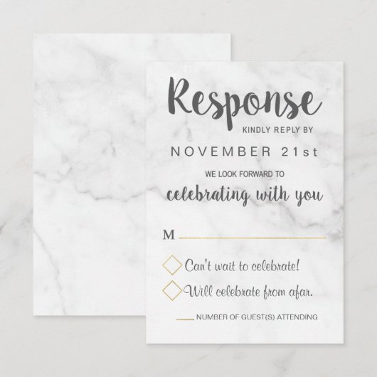 Carte de réponse de mariage géométrique élégante e (Devant / Derrière)