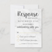 Carte de réponse de mariage géométrique en marbre  (Devant)