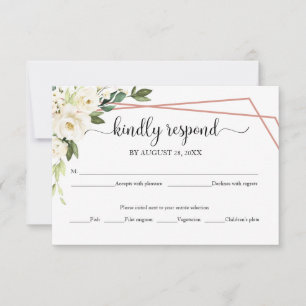 Carte de réponse de mariage géométrique floral bla