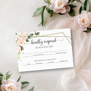 Carte de réponse de mariage géométrique floral ros
