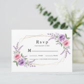 Carte de réponse de mariage géométrique rose lavan (Debout devant)