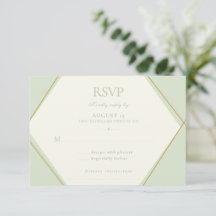 Carte de réponse de mariage géométrique vert sauge
