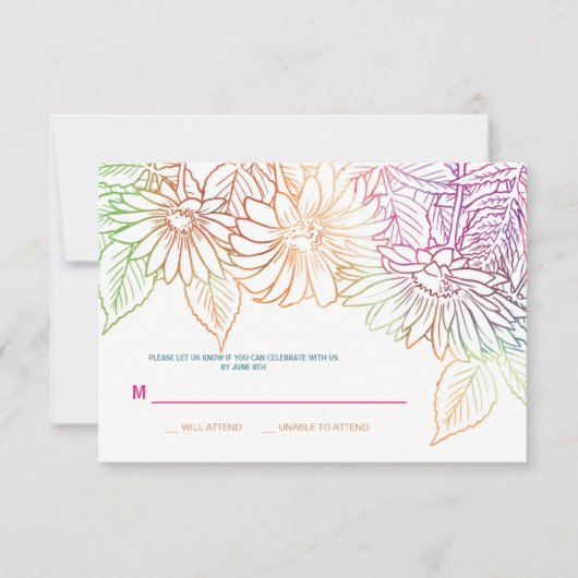Carte de réponse de mariage Gerbera (Devant)