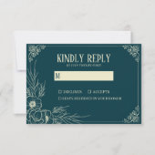 Carte de réponse de mariage Golden Bloom (Devant)
