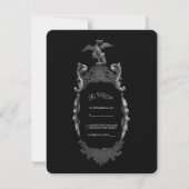 Carte de réponse de mariage gothique argentée orné (Devant)