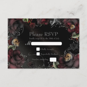 Carte de réponse de mariage gothique Black Roses &