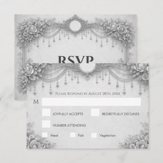 Carte de réponse de mariage gothique élégant (Devant / Derrière)