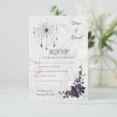 Carte de réponse de mariage gothique Fleur Romance (Debout devant)