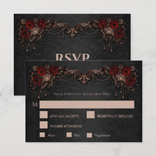 Carte de réponse de mariage gothique floral élégan