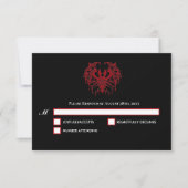 Carte de réponse de mariage gothique noir et rouge (Devant)