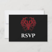 Carte de réponse de mariage gothique noir et rouge (Dos)