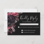 Carte de réponse de mariage gothique noir rouge (Devant)