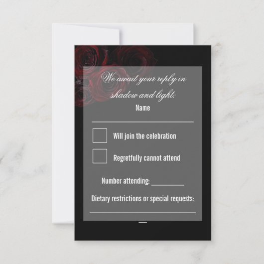 Carte de réponse de mariage gothique | Romantique (Devant)