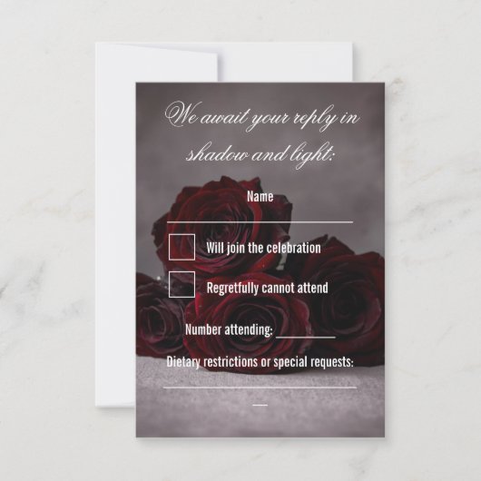 Carte de réponse de mariage gothique | Romantique (Devant)