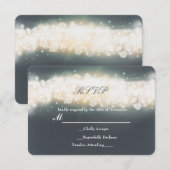 Carte de réponse de mariage Grey Sparkle Light Bla (Devant / Derrière)