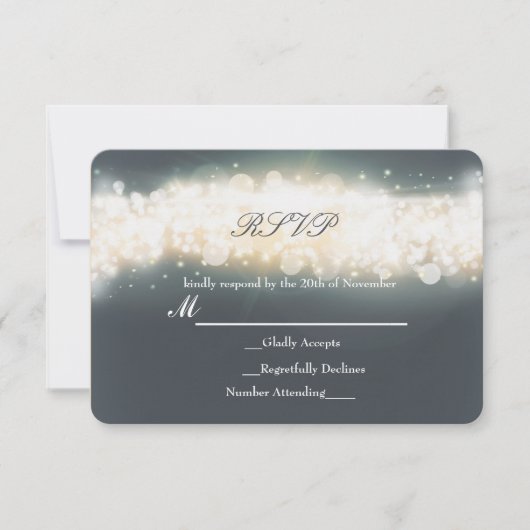 Carte de réponse de mariage Grey Sparkle Light Bla (Devant)
