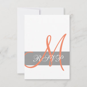Carte de réponse de mariage gris orange Noms de
