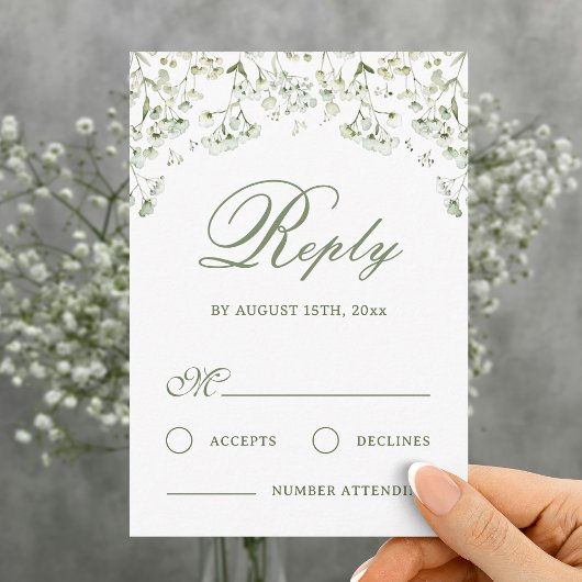 Carte de réponse de mariage Gypsophile