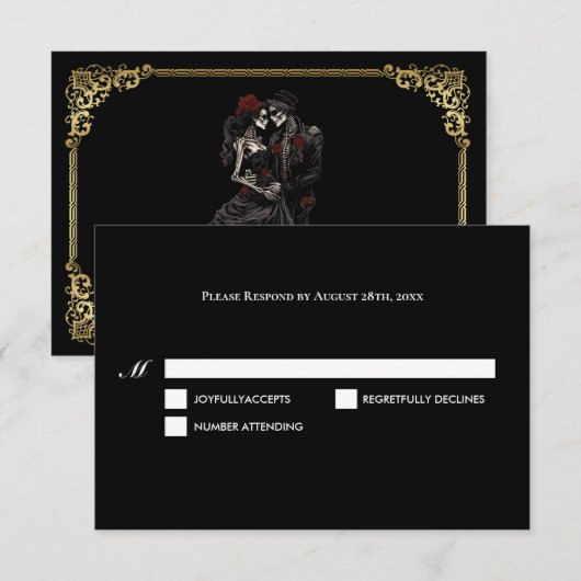 Carte de réponse de mariage Halloween Dark Gothic (Devant / Derrière)